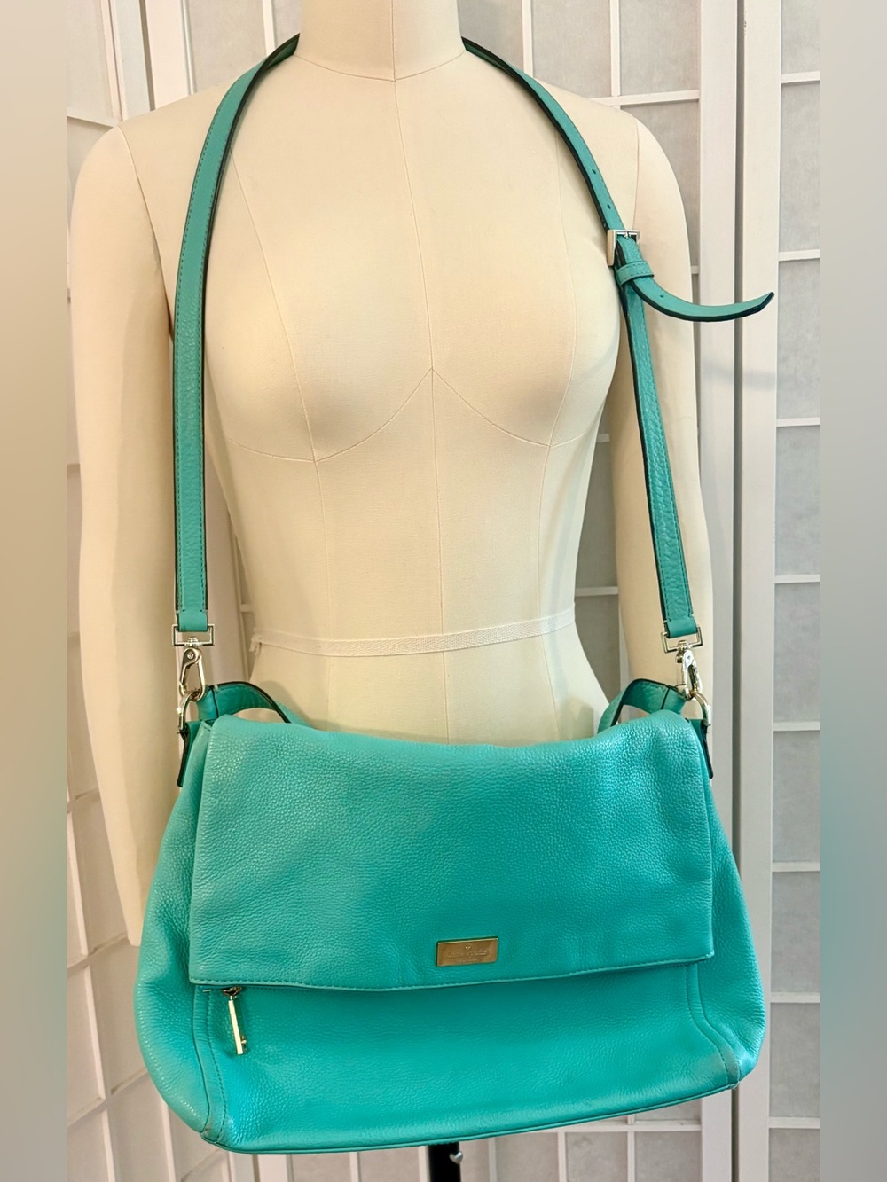 Kate Spade Teal Cobble Hill Little Minka Pebbled Leather Crossbody Bag Purse